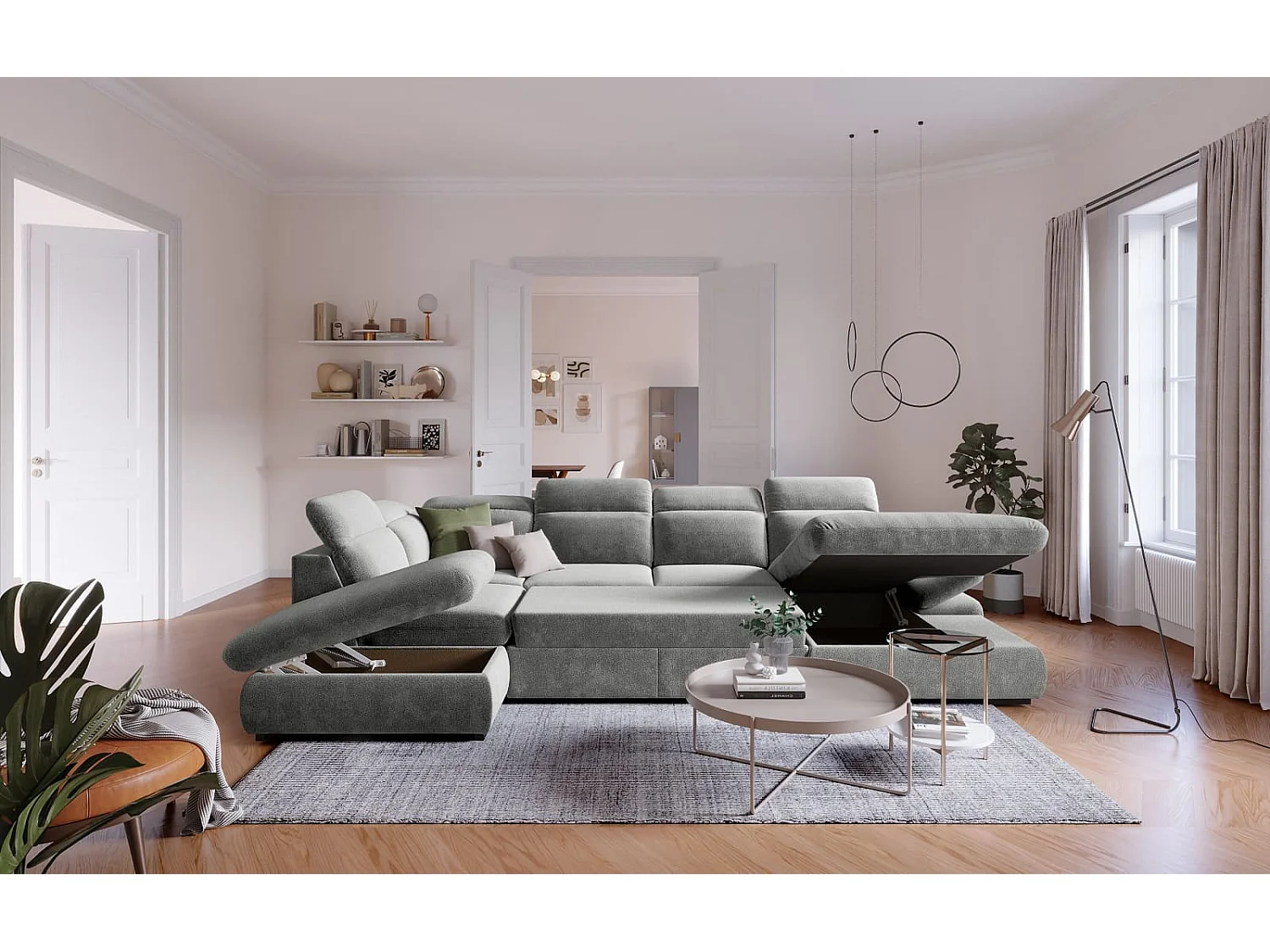 MYHOMELANDO Lorena woonlandschap – U-vorm met slaapfunctie en opbergruimte