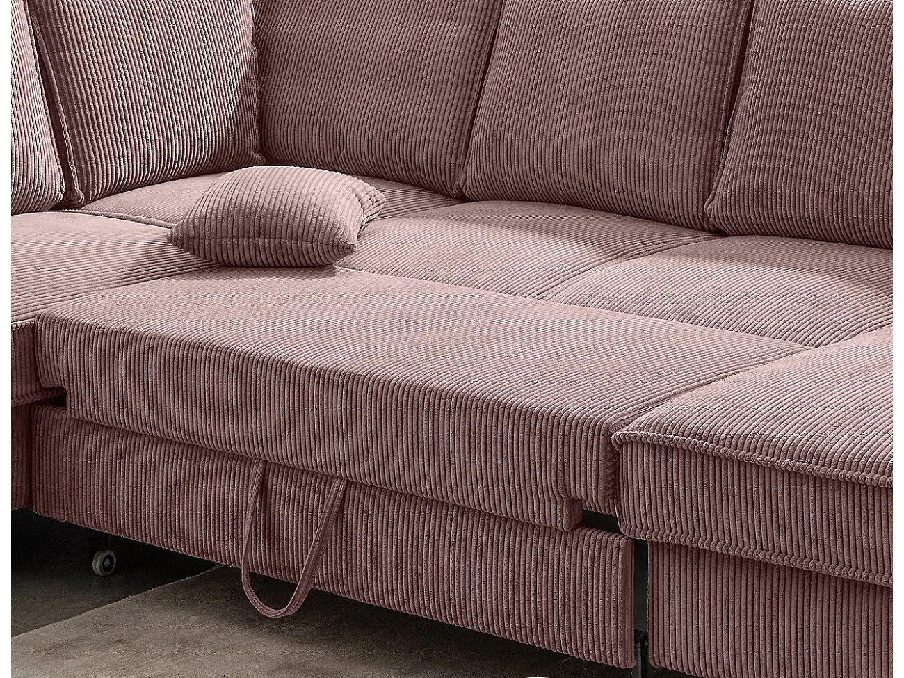 MYHOMELANDO Jerome woonlandschap – U-vorm met slaapfunctie en opbergruimte, cordstof