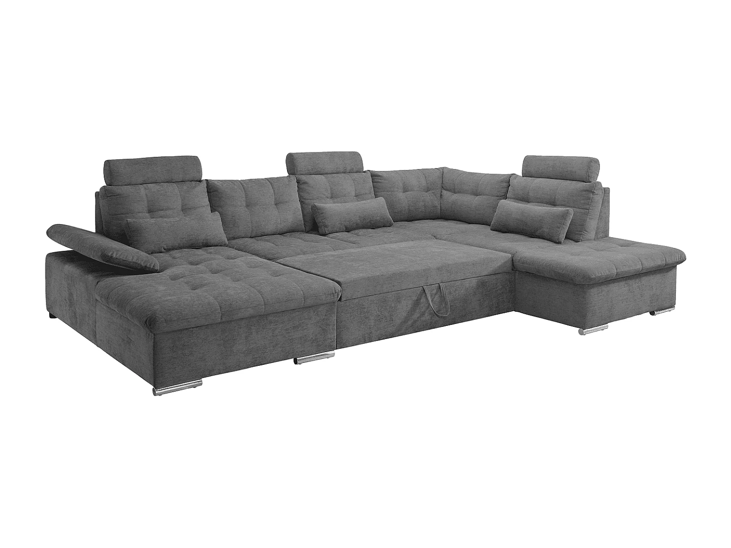 MYHOMELANDO Brest canapé panoramique – forme en U avec fonction couchage et coffre de rangement