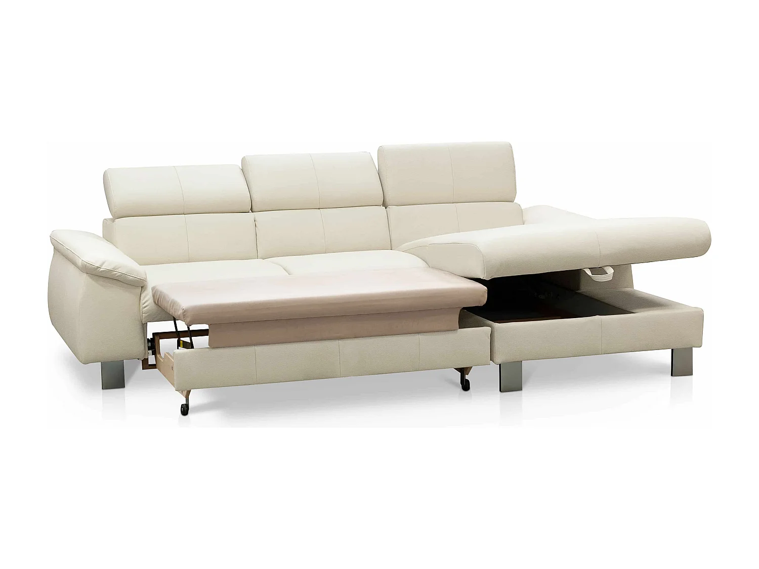 MYHOMELANDO Micky Ecksofa Echtleder – L‑Form mit Schlaffunktion und Bettkasten