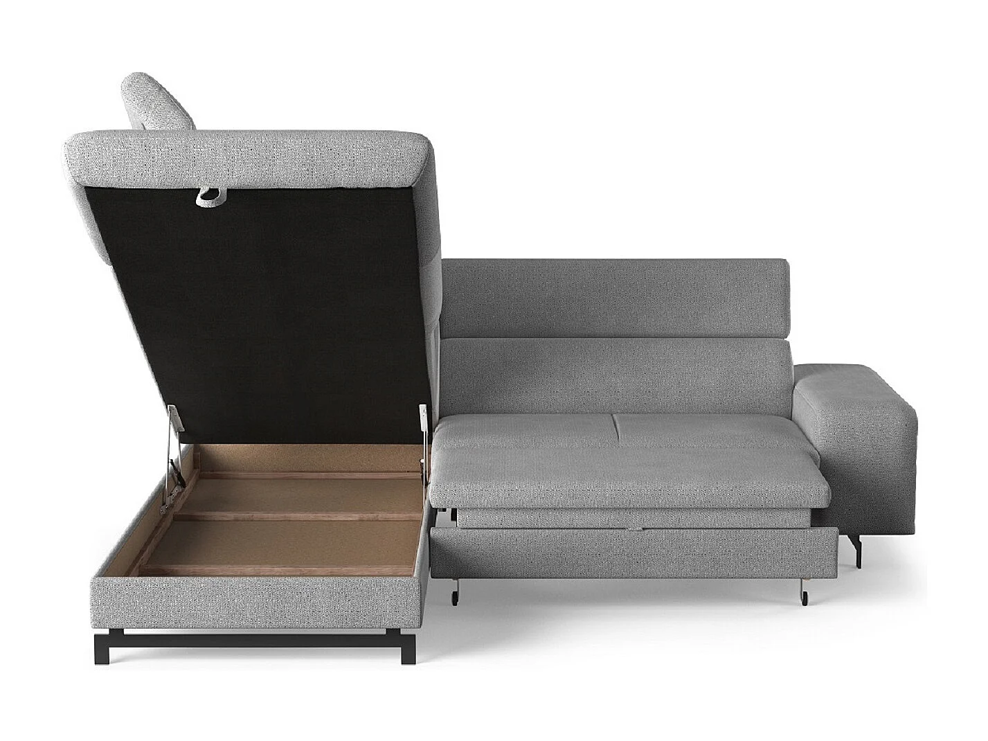 MYHOMELANDO Emma hoekbank – L-vorm met slaapfunctie en opbergruimte, verstelbare hoofdsteunen