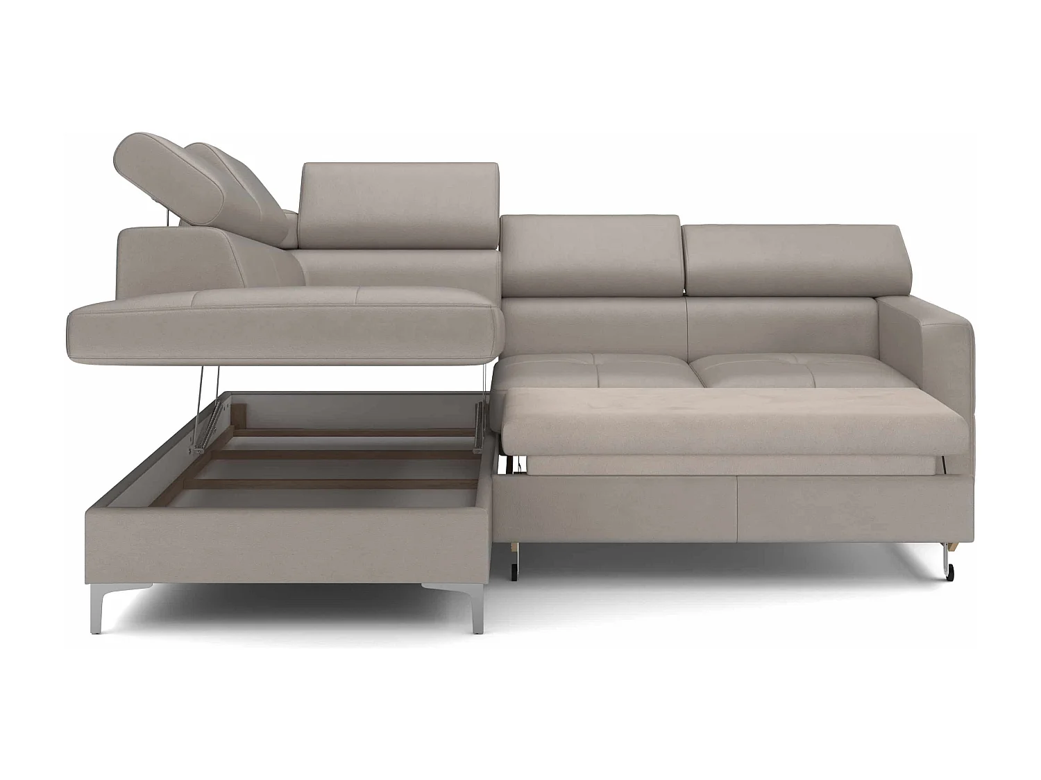 MYHOMELANDO Sammy echt leren hoekbank – L-vorm met slaapfunctie en opbergruimte