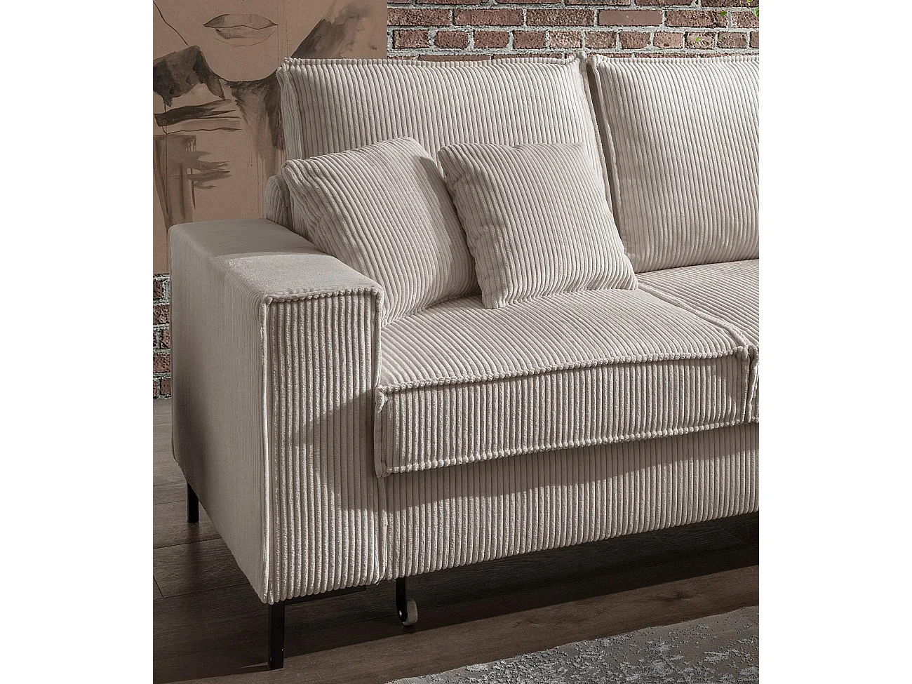 MYHOMELANDO Jerome hoekbank – L-vorm met slaapfunctie en opbergruimte, cordbekleding