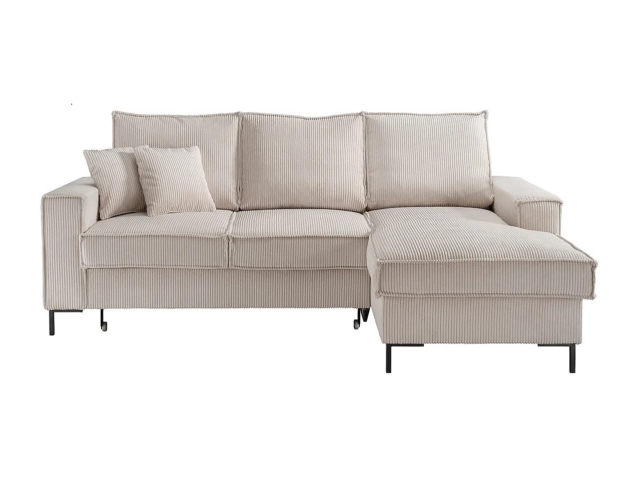 MYHOMELANDO Jerome hoekbank – L-vorm met slaapfunctie en opbergruimte, cordbekleding