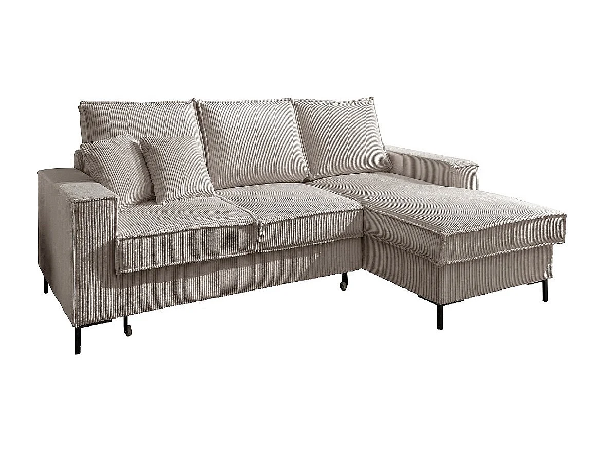 MYHOMELANDO Jerome hoekbank – L-vorm met slaapfunctie en opbergruimte, cordbekleding