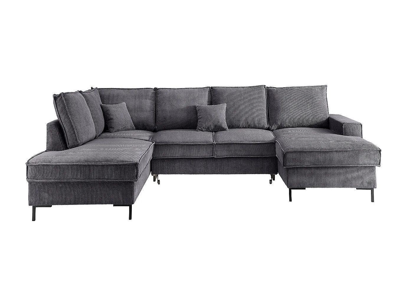 MYHOMELANDO Jerome Wohnlandschaft – U-Form Schlaffunktion und Bettkasten, Cordstoff