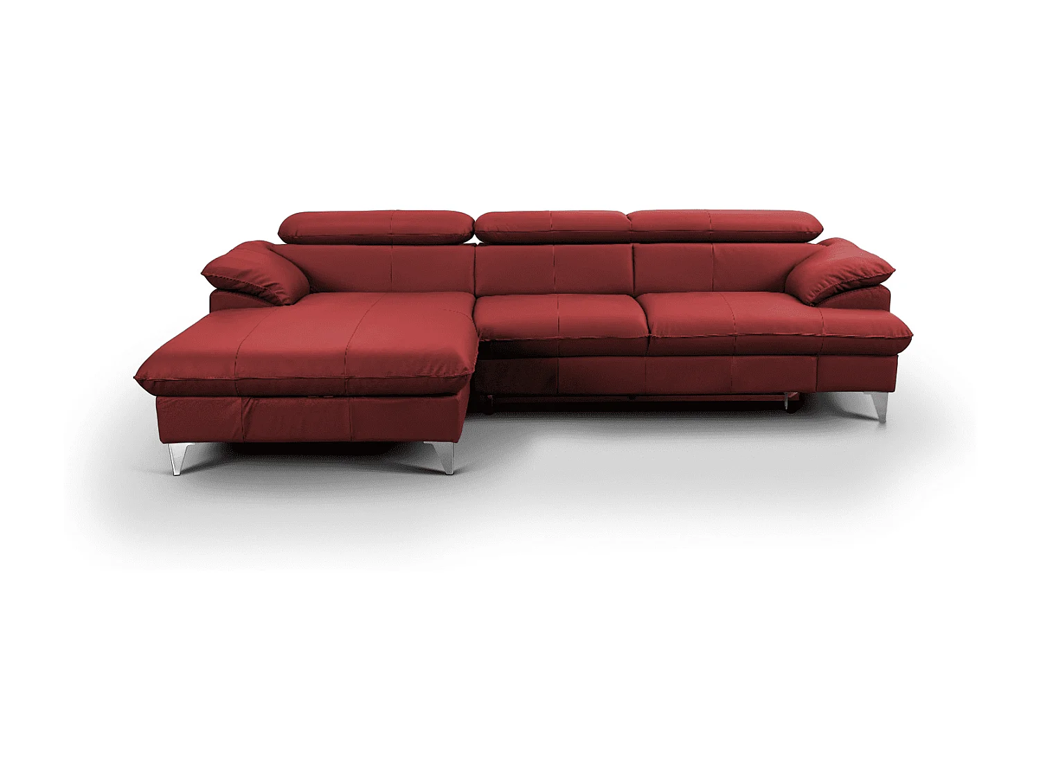 MYHOMELANDO David hoekbank echt leer – L-vorm met slaapfunctie, opbergruimte en verstelbare hoofdsteunen