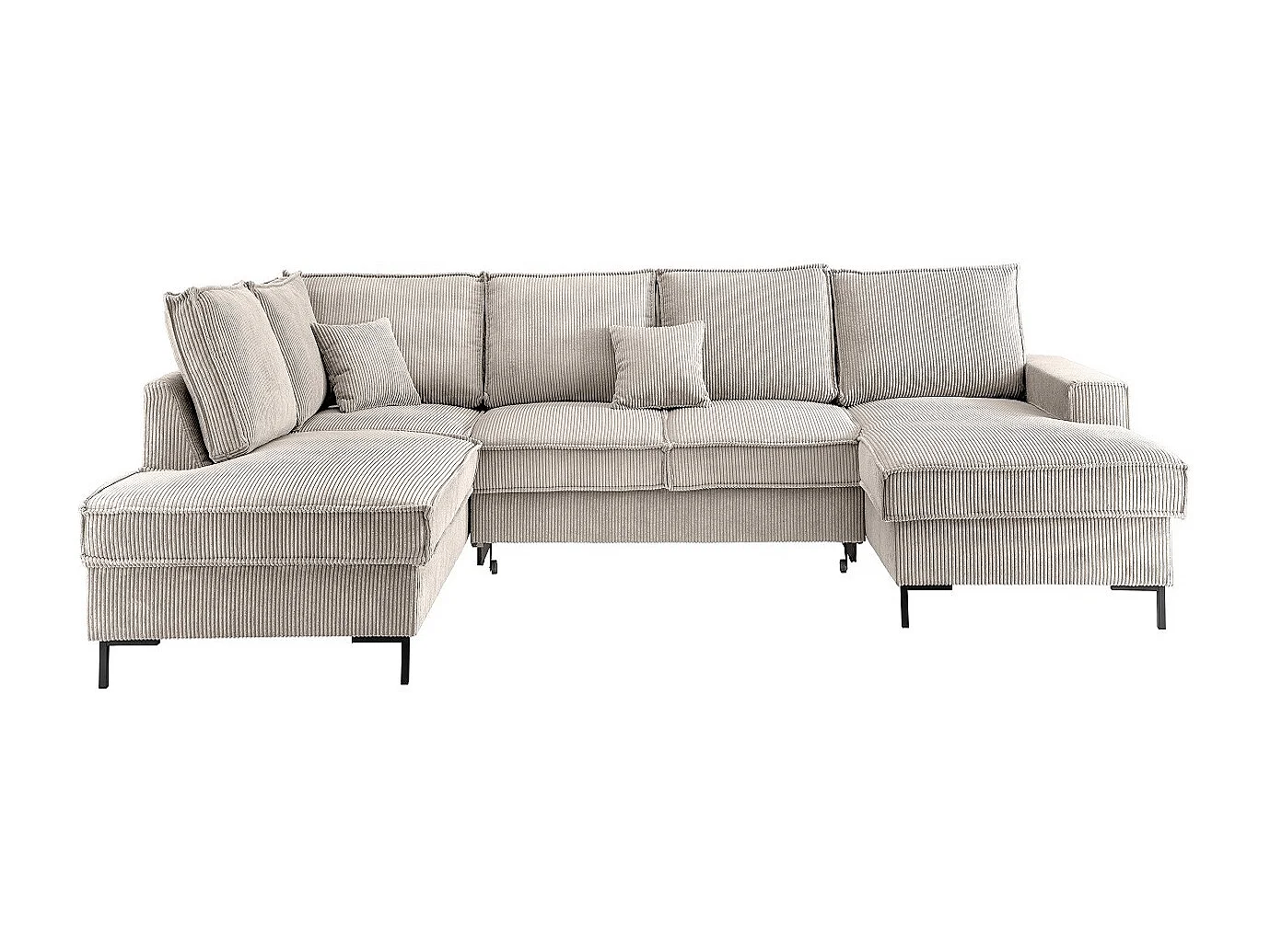 MYHOMELANDO Jerome Wohnlandschaft – U-Form Schlaffunktion und Bettkasten, Cordstoff