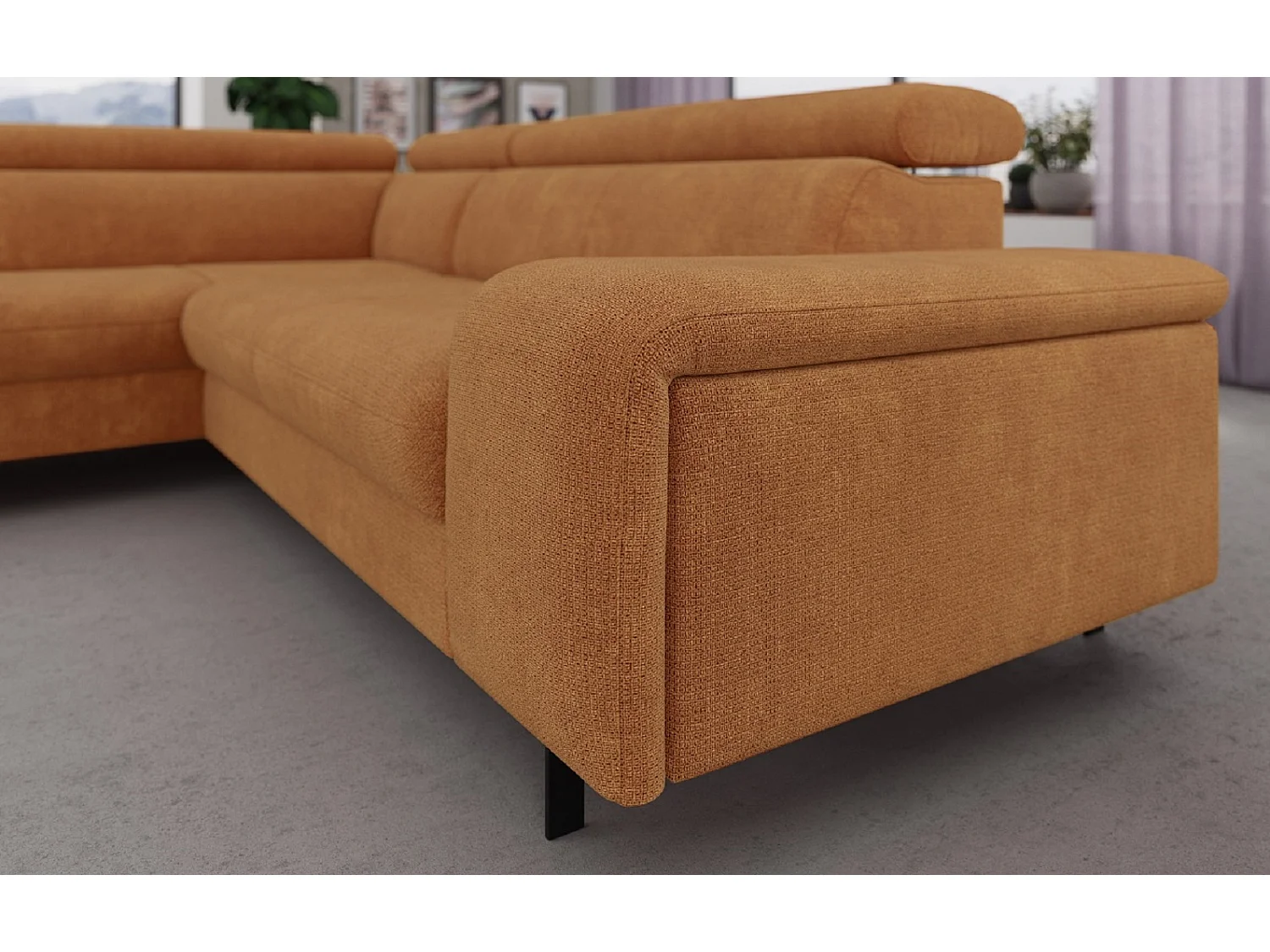 MYHOMELANDO Emma hoekbank – L-vorm met slaapfunctie en opbergruimte, verstelbare hoofdsteunen