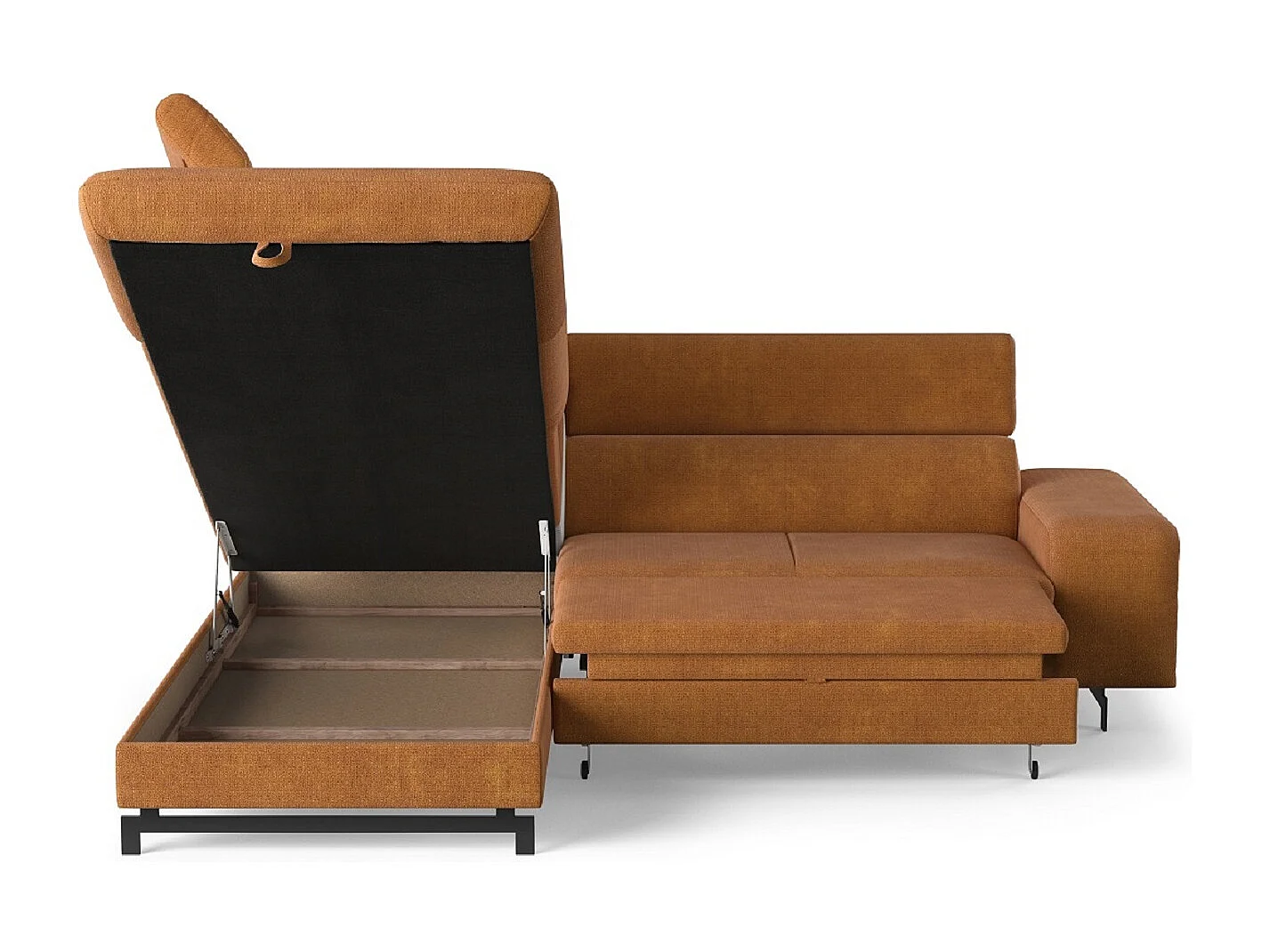 MYHOMELANDO Emma hoekbank – L-vorm met slaapfunctie en opbergruimte, verstelbare hoofdsteunen