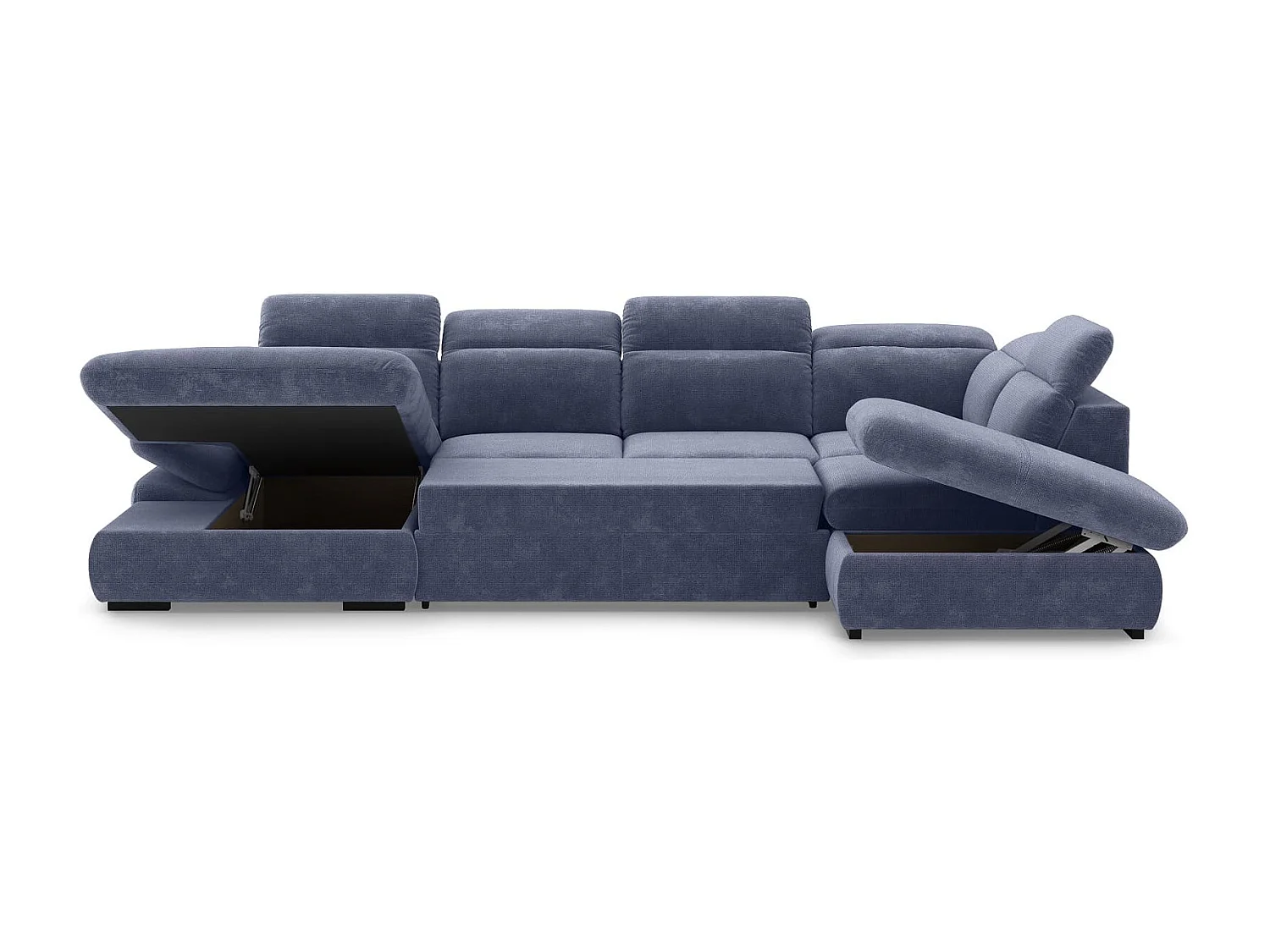 MYHOMELANDO Lorena canapé panoramique – forme en U avec fonction couchage et coffre de rangement