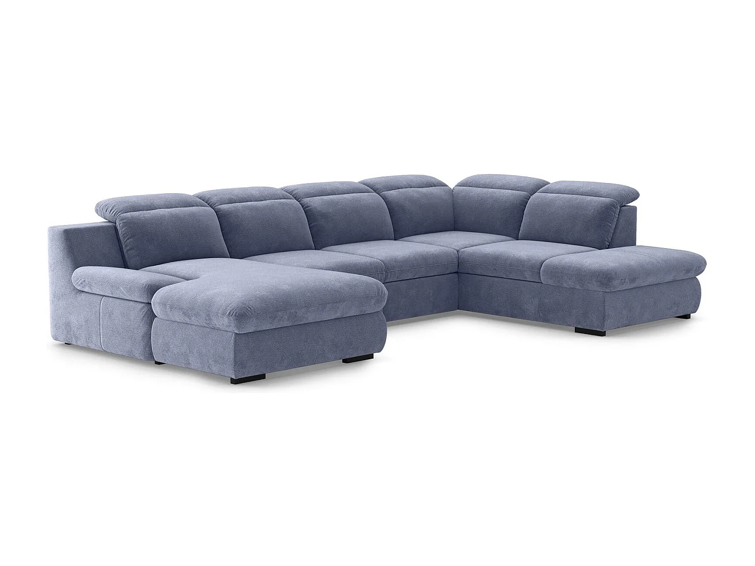 MYHOMELANDO Lorena canapé panoramique – forme en U avec fonction couchage et coffre de rangement