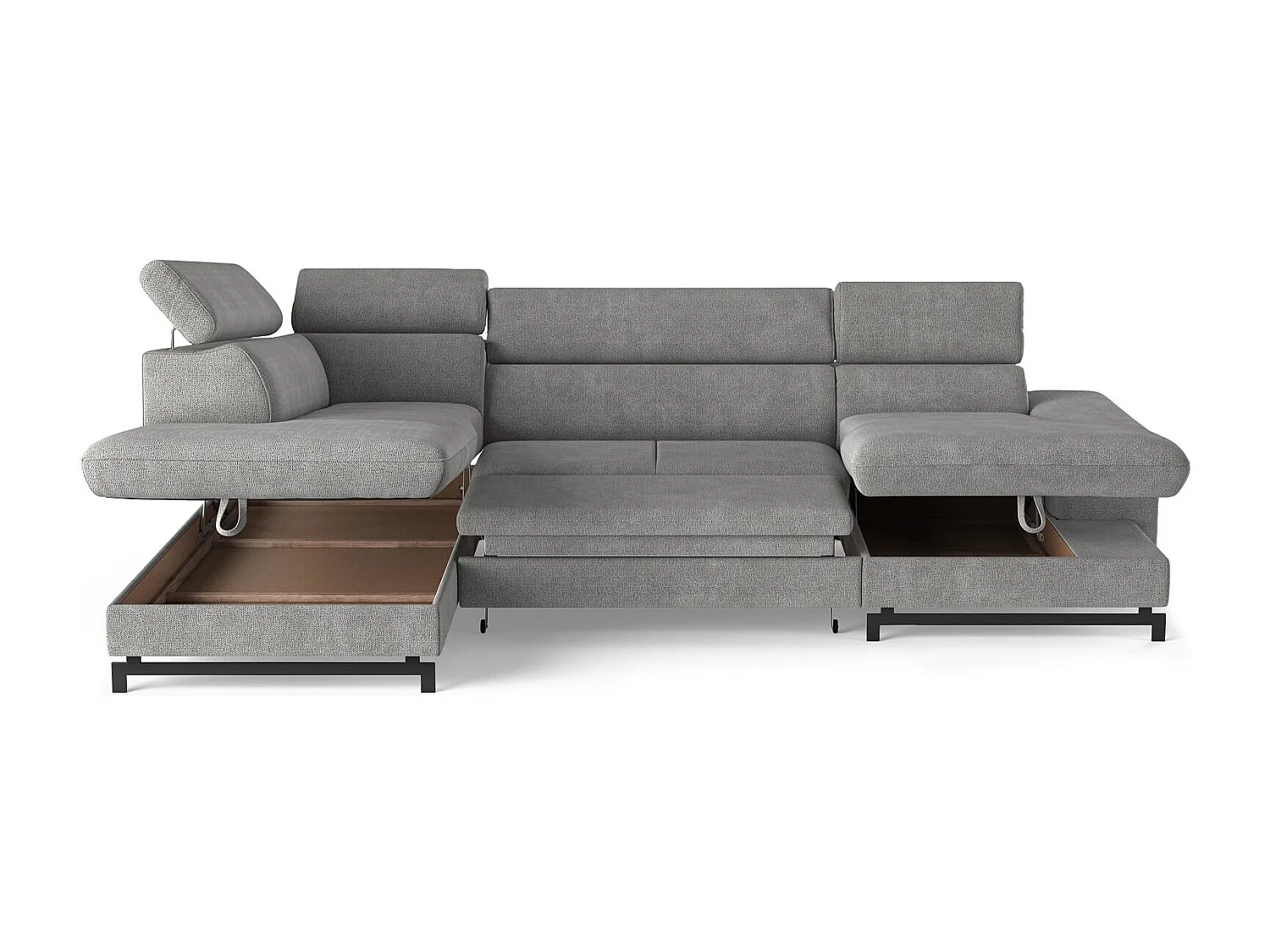 MYHOMELANDO Emma woonlandschap – U-vorm met slaapfunctie en opbergruimte, Orlando-stof