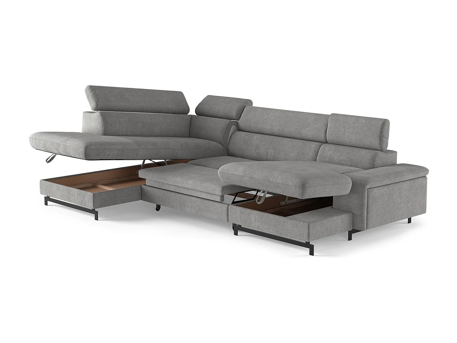 MYHOMELANDO Emma woonlandschap – U-vorm met slaapfunctie en opbergruimte, Orlando-stof