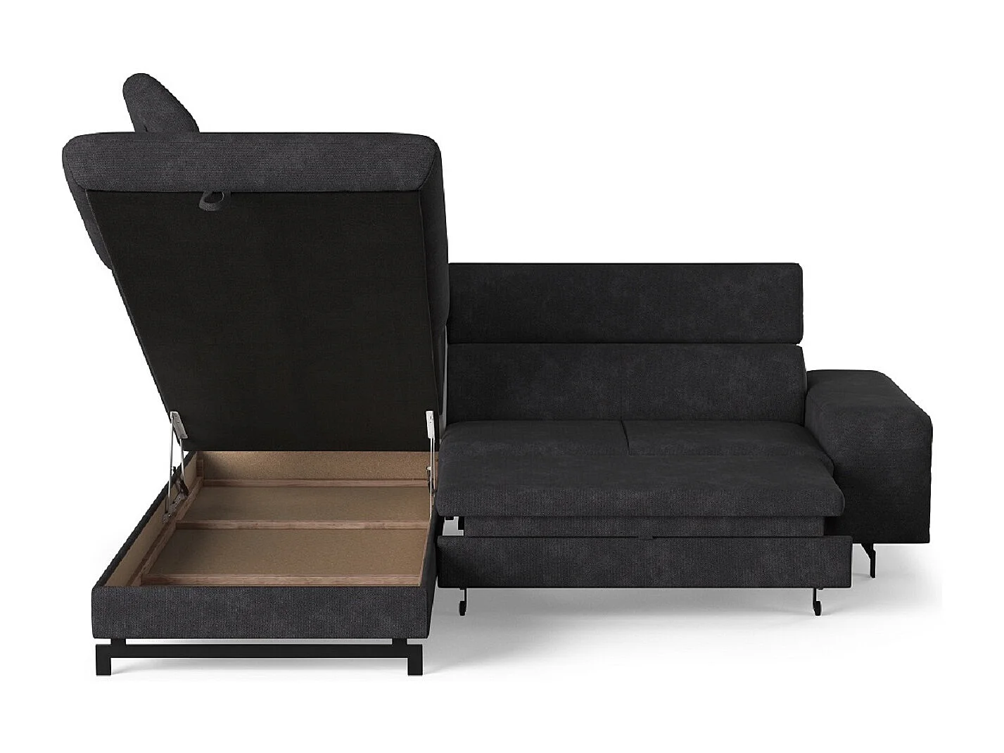 MYHOMELANDO Emma hoekbank – L-vorm met slaapfunctie en opbergruimte, verstelbare hoofdsteunen