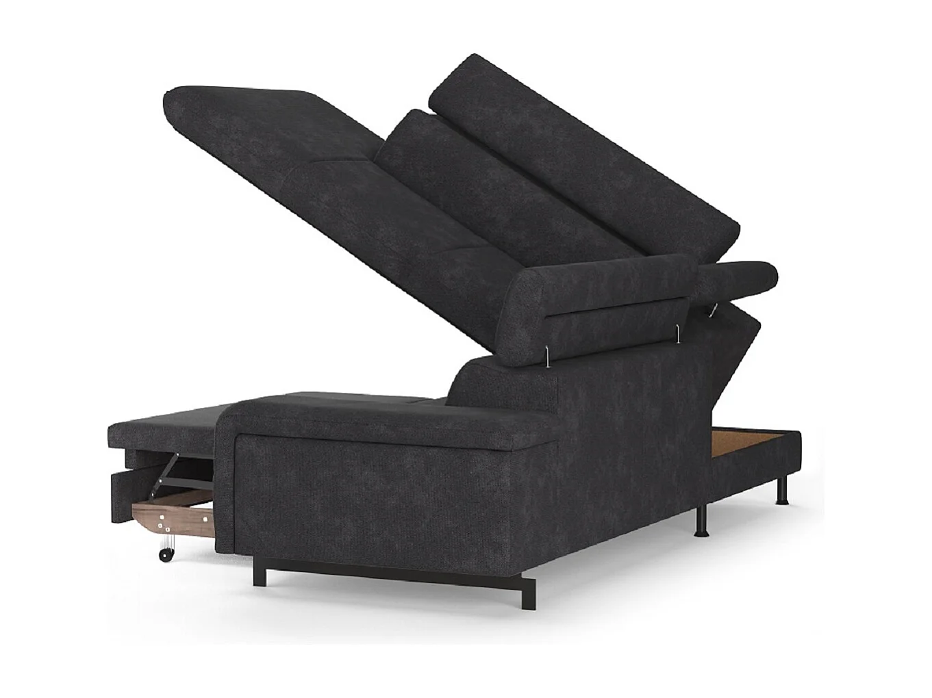 MYHOMELANDO Emma hoekbank – L-vorm met slaapfunctie en opbergruimte, verstelbare hoofdsteunen