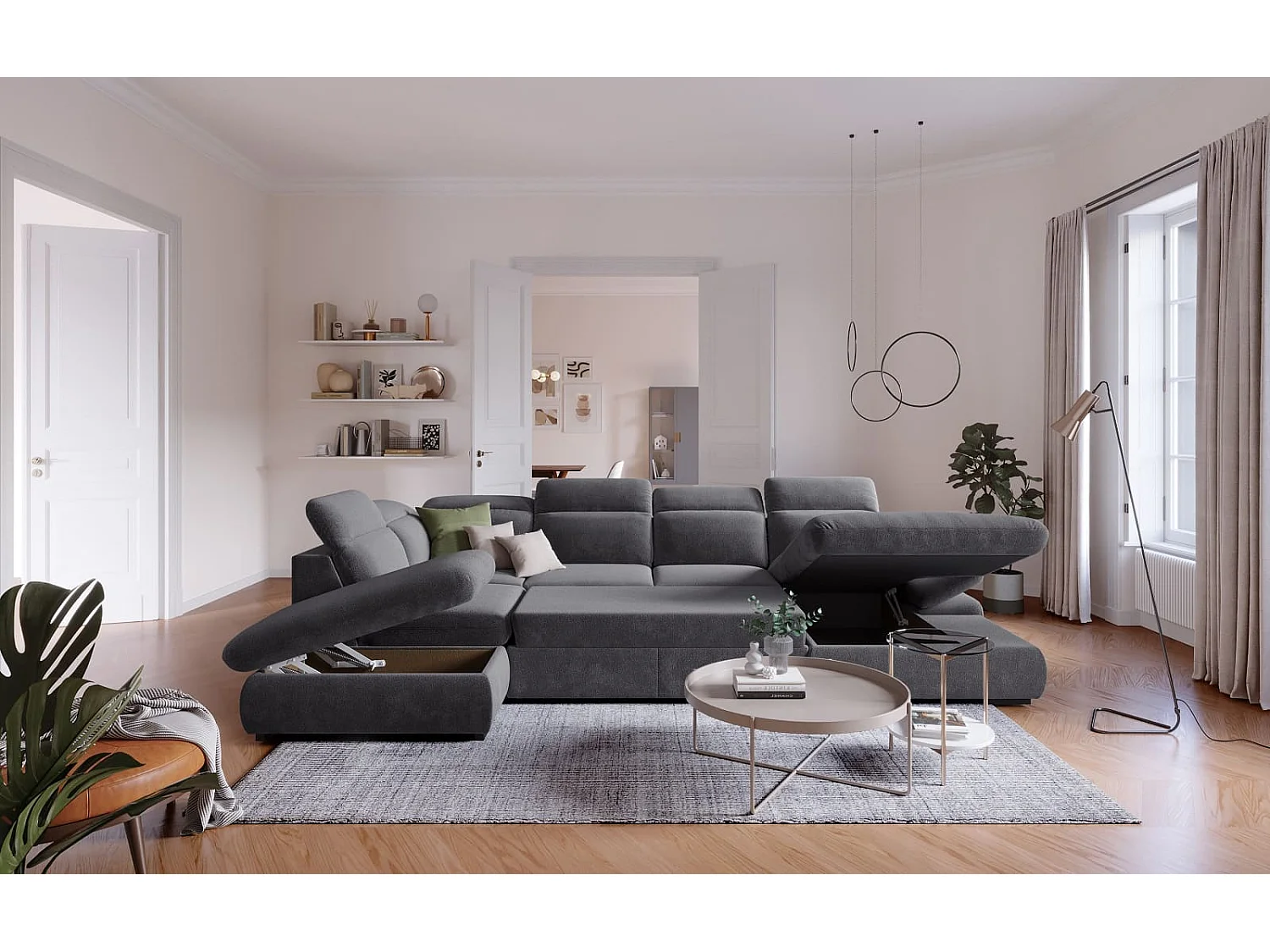 MYHOMELANDO Lorena woonlandschap – U-vorm met slaapfunctie en opbergruimte