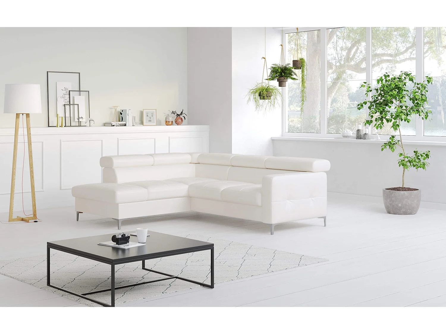 MYHOMELANDO Sammy echt leren hoekbank – L-vorm met slaapfunctie en opbergruimte