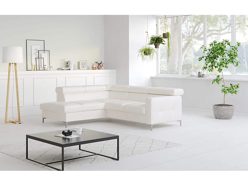 MYHOMELANDO Sammy Echtleder Ecksofa – L-Form mit Schlaffunktion und Bettkasten