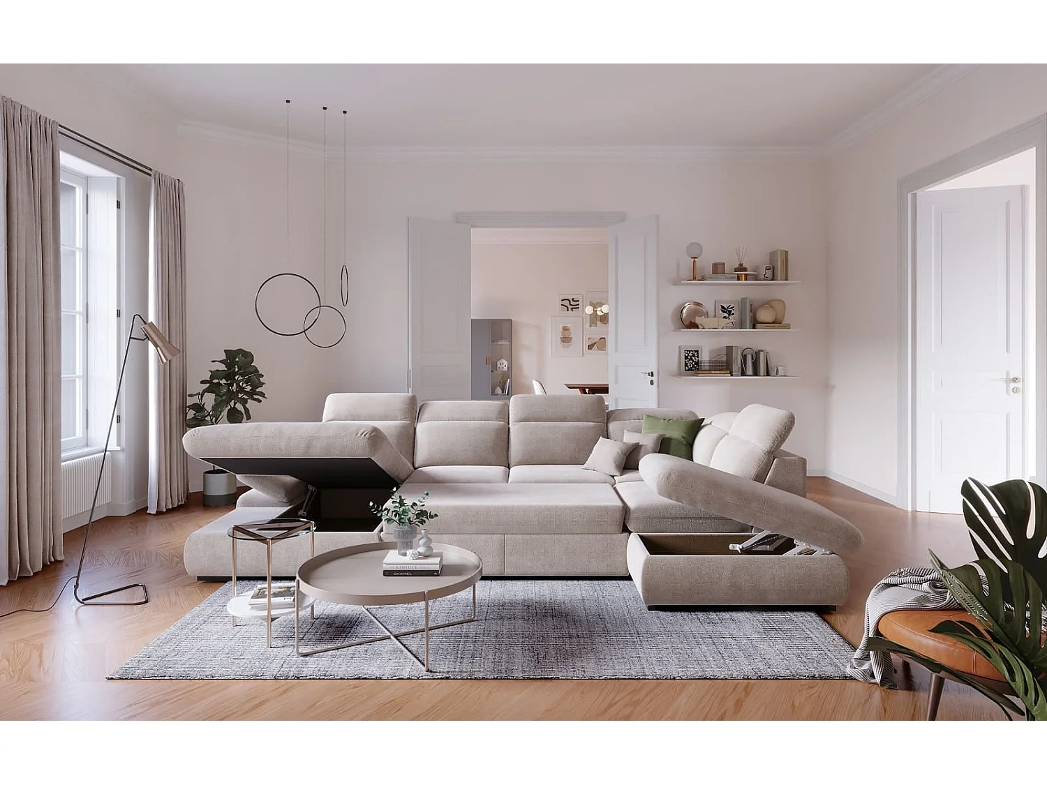 MYHOMELANDO Lorena woonlandschap – U-vorm met slaapfunctie en opbergruimte