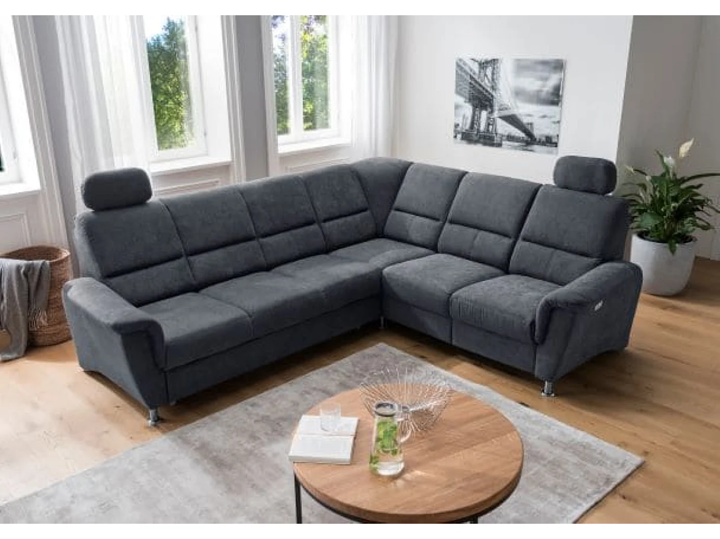 MYHOMELANDO Paris Ecksofa – Schlaffunktion, elektrische Relaxfunktion, USB-Anschluss