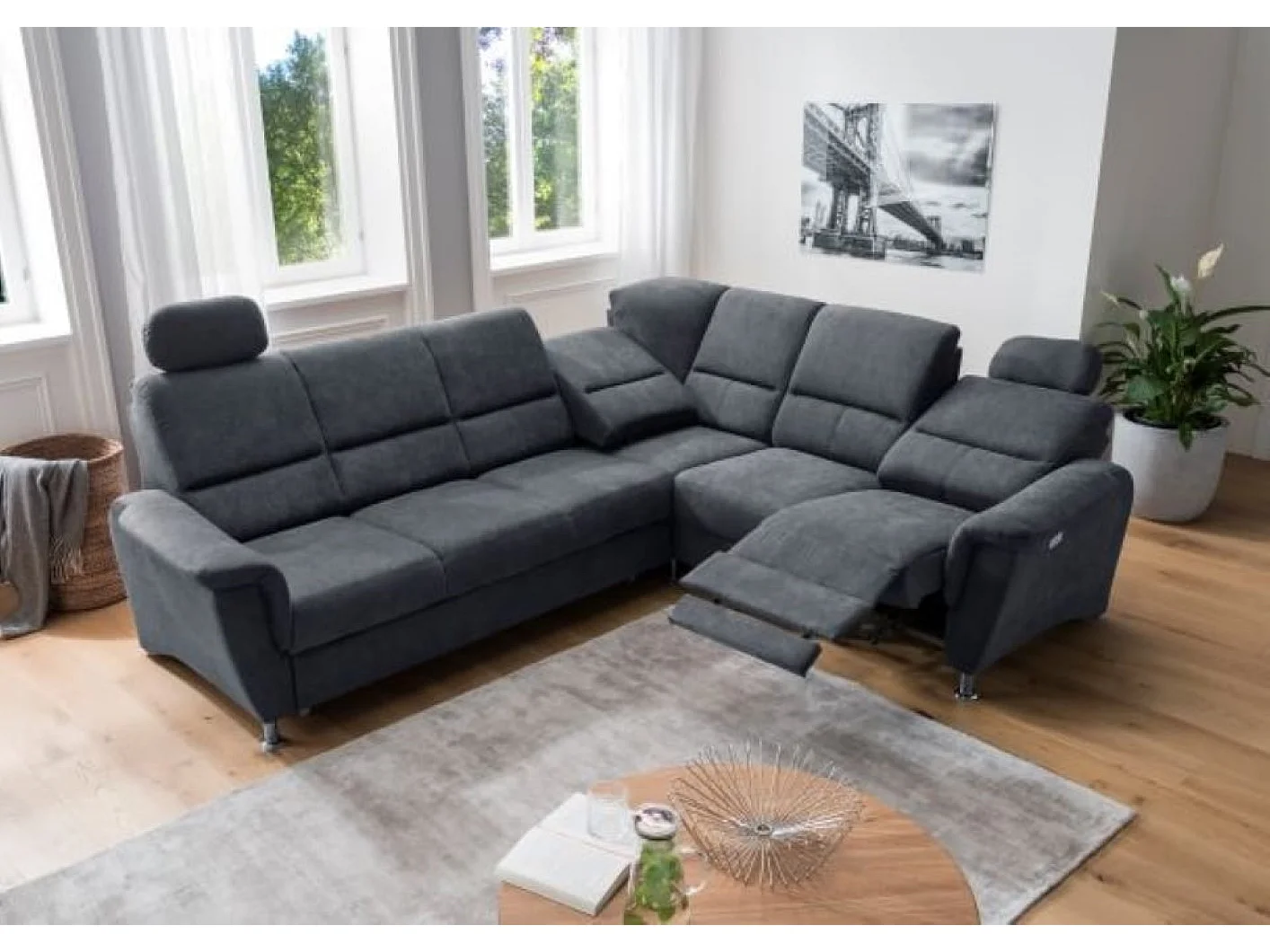 MYHOMELANDO Paris Ecksofa – Schlaffunktion, elektrische Relaxfunktion, USB-Anschluss
