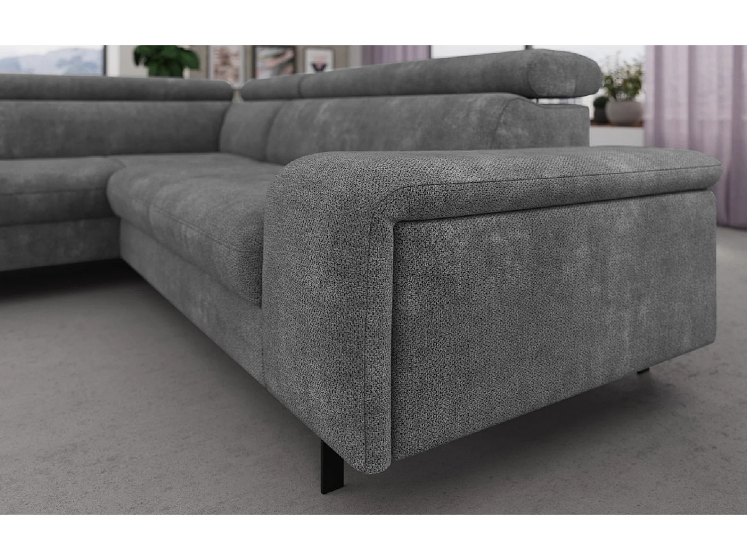 MYHOMELANDO Emma hoekbank – L-vorm met slaapfunctie en opbergruimte, verstelbare hoofdsteunen