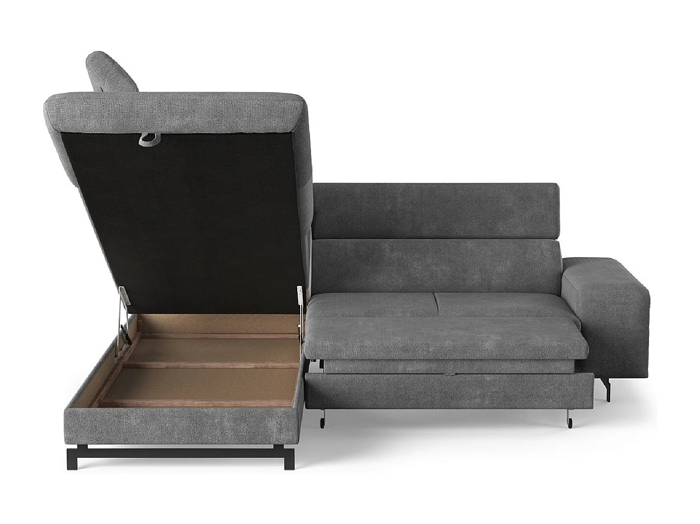 MYHOMELANDO Emma hoekbank – L-vorm met slaapfunctie en opbergruimte, verstelbare hoofdsteunen