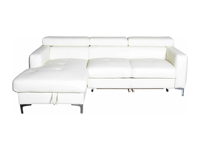 MYHOMELANDO Sammy Echtleder Ecksofa – L-Form Recamiere mit Schlaffunktion und Bettkasten