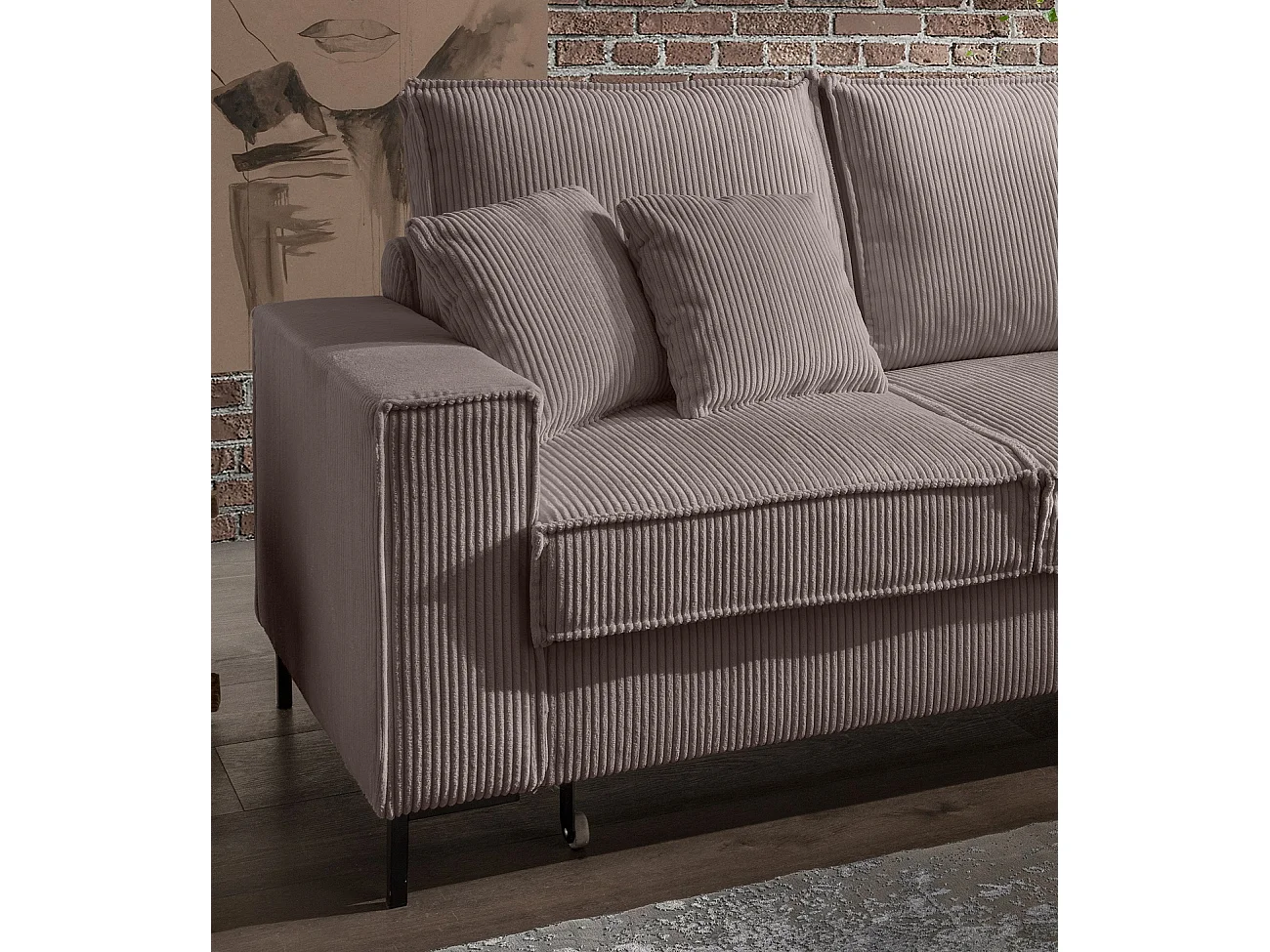 MYHOMELANDO Jerome hoekbank – L-vorm met slaapfunctie en opbergruimte, cordbekleding