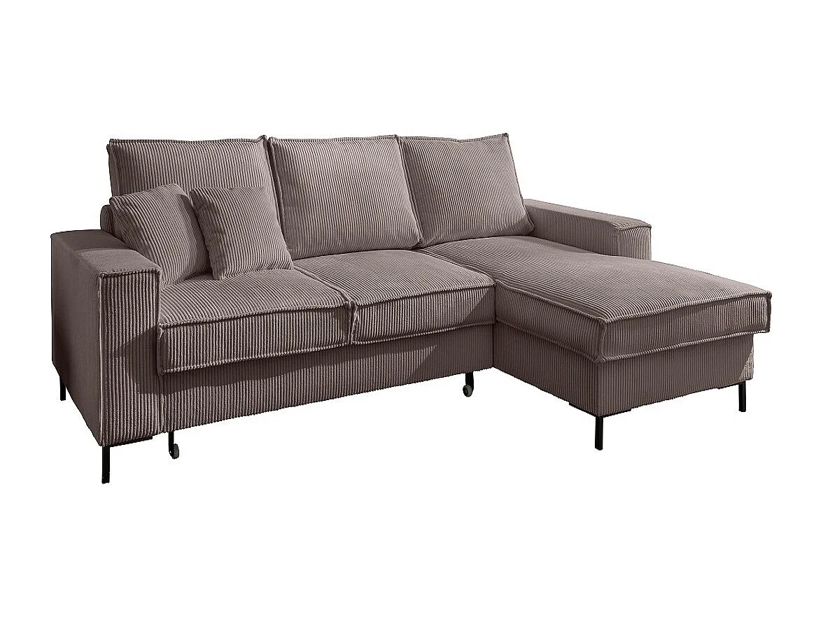 MYHOMELANDO Jerome hoekbank – L-vorm met slaapfunctie en opbergruimte, cordbekleding