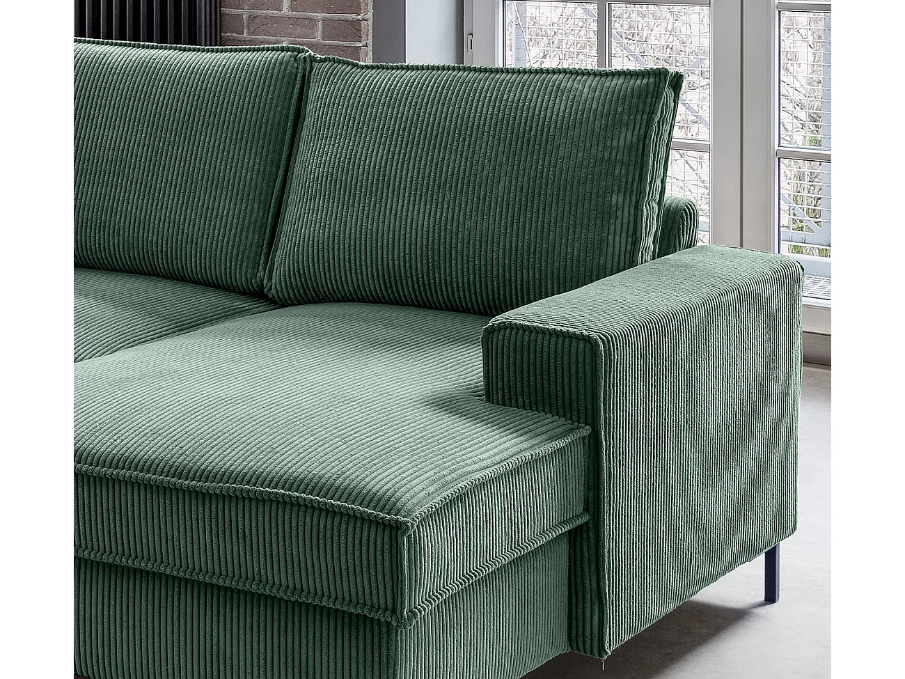 MYHOMELANDO Jerome Wohnlandschaft – U-Form Schlaffunktion und Bettkasten, Cordstoff