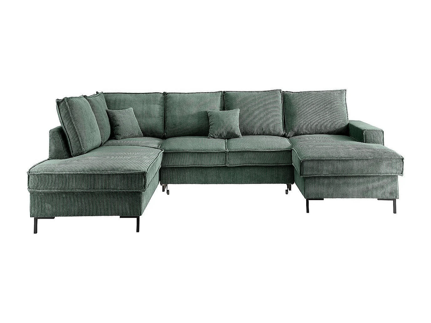 MYHOMELANDO Jerome Wohnlandschaft – U-Form Schlaffunktion und Bettkasten, Cordstoff