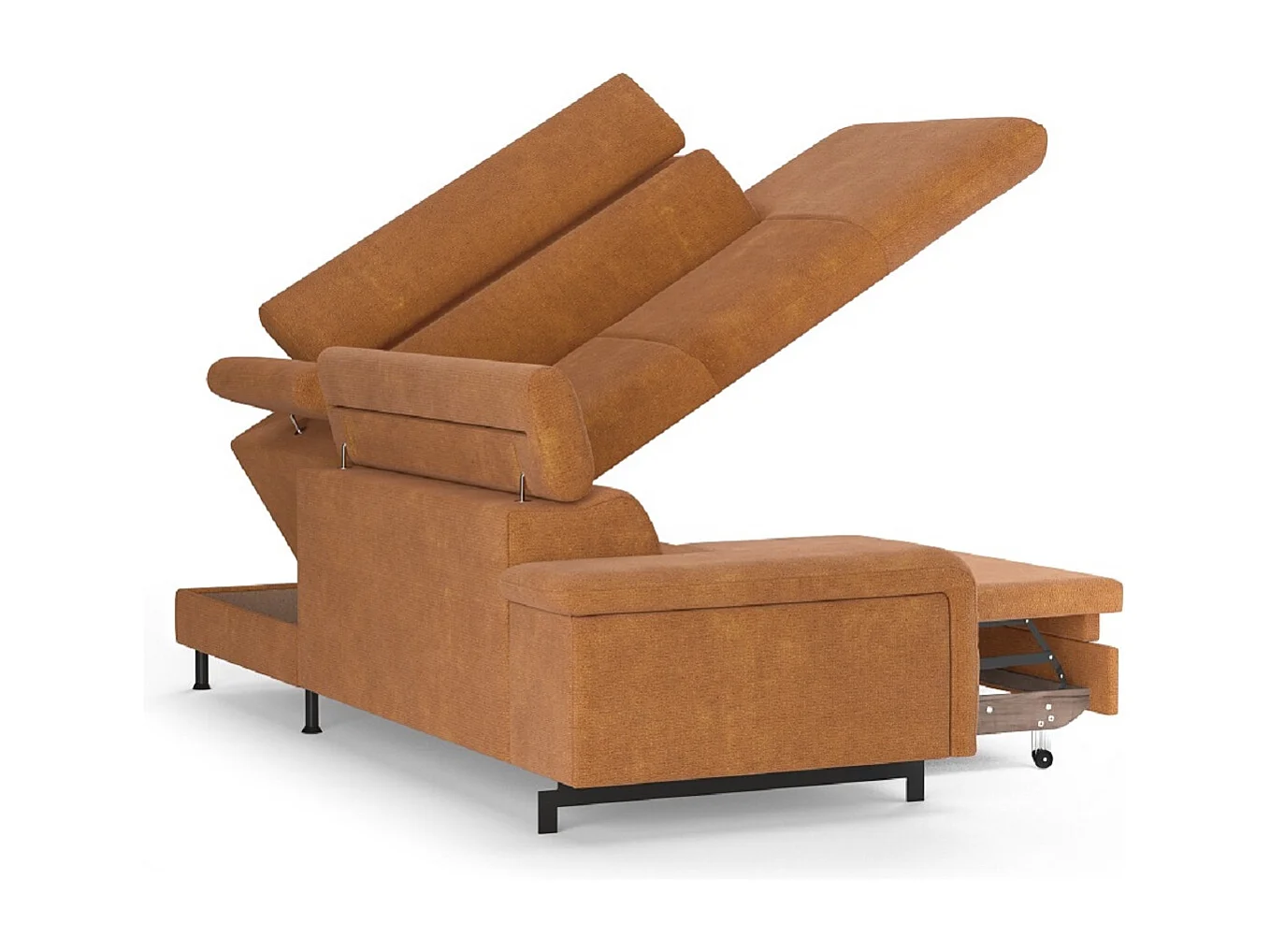 MYHOMELANDO Emma hoekbank – L-vorm met slaapfunctie en opbergruimte, verstelbare hoofdsteunen