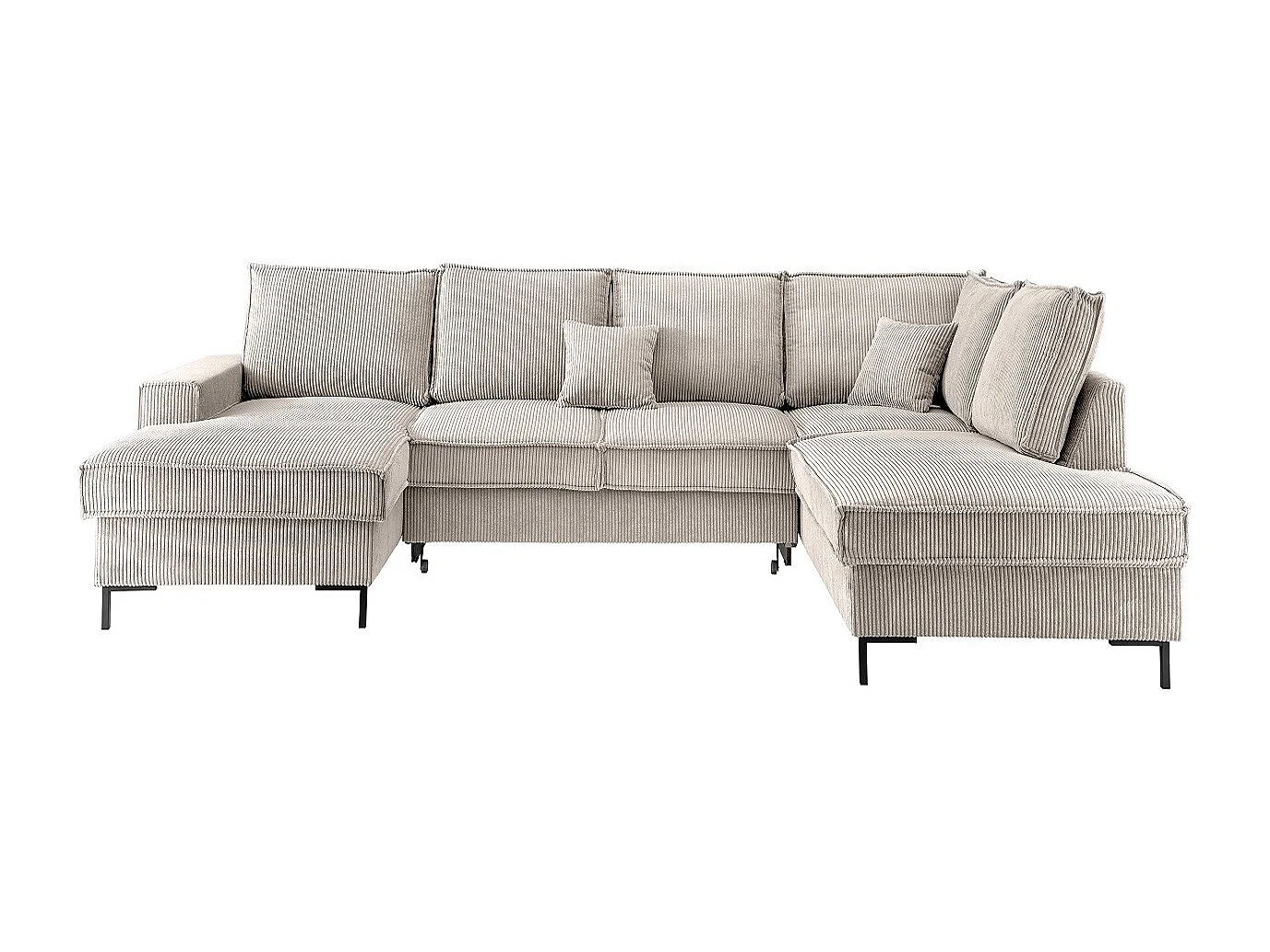 MYHOMELANDO Jerome Wohnlandschaft – U-Form Schlaffunktion und Bettkasten, Cordstoff