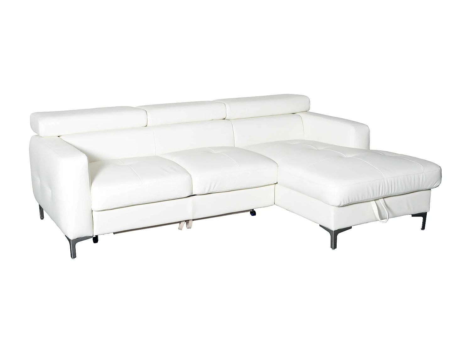 MYHOMELANDO Sammy echt leren hoekbank – L-vorm met recamière, slaapfunctie en opbergruimte