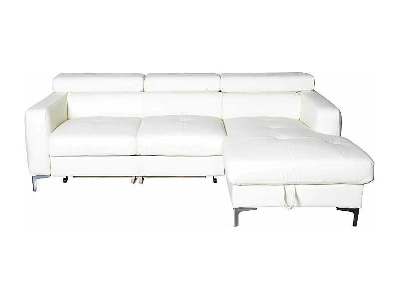 MYHOMELANDO Sammy Echtleder Ecksofa – L-Form Recamiere mit Schlaffunktion und Bettkasten