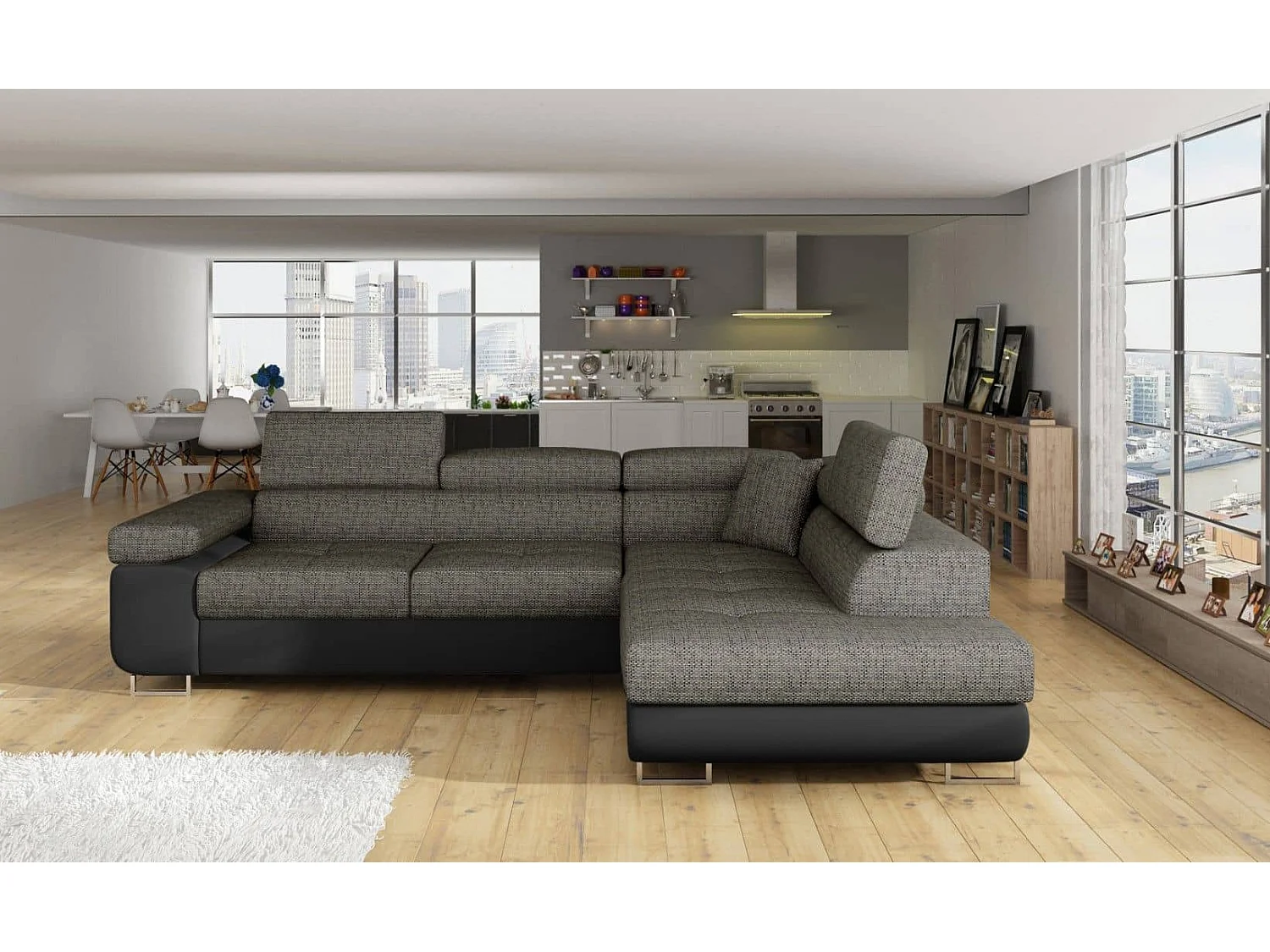 MYHOMELANDO hoekbank Anton – L-vorm met slaapfunctie en opbergruimte, Berlin- & Soft-stof