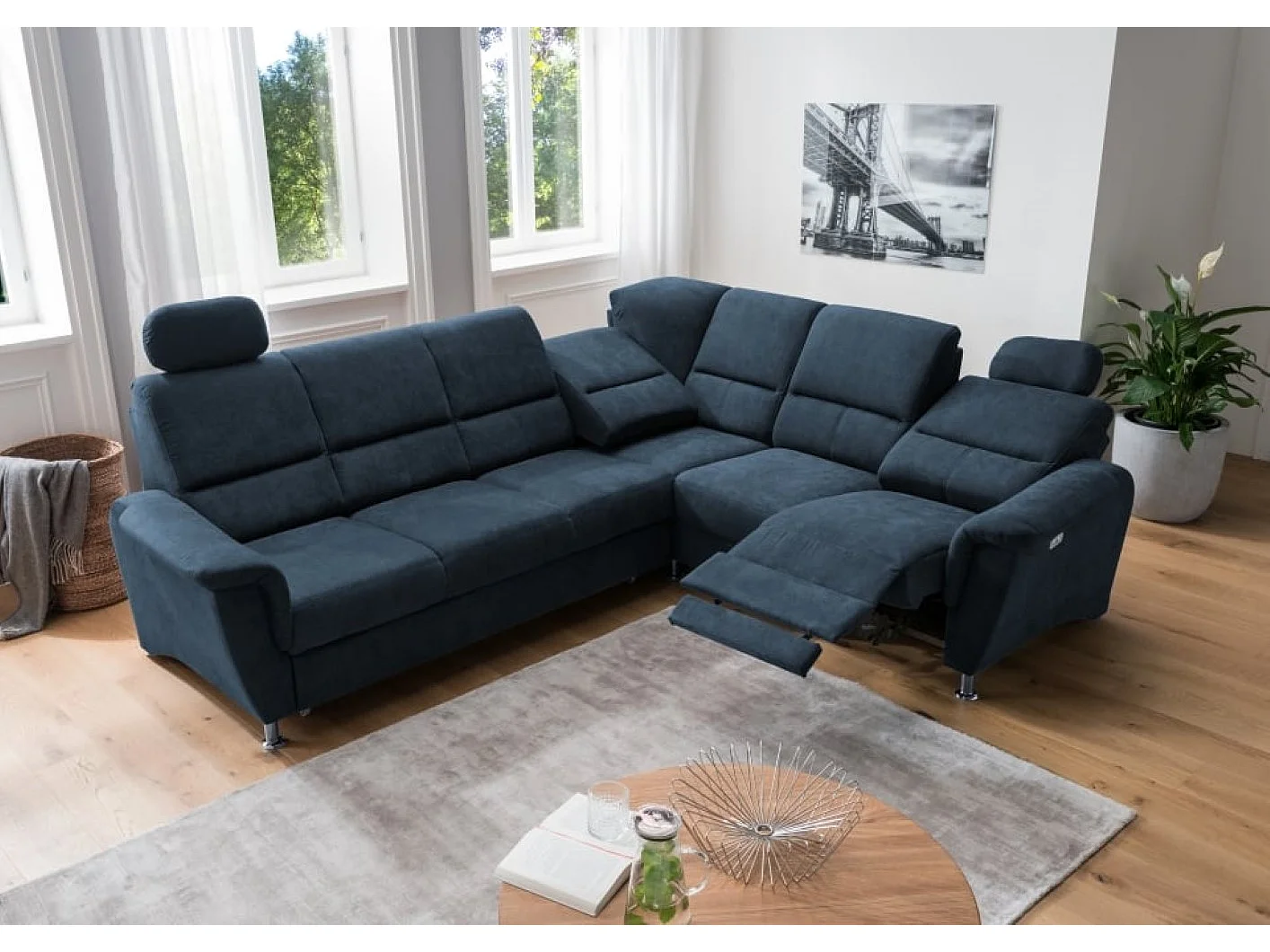 MYHOMELANDO Paris hoekbank – slaapfunctie, elektrische relaxfunctie, USB-aansluiting