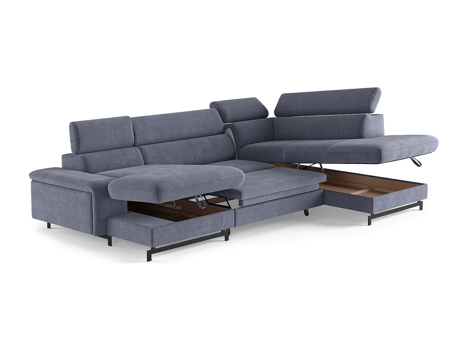 MYHOMELANDO Emma woonlandschap – U-vorm met slaapfunctie en opbergruimte, Orlando-stof