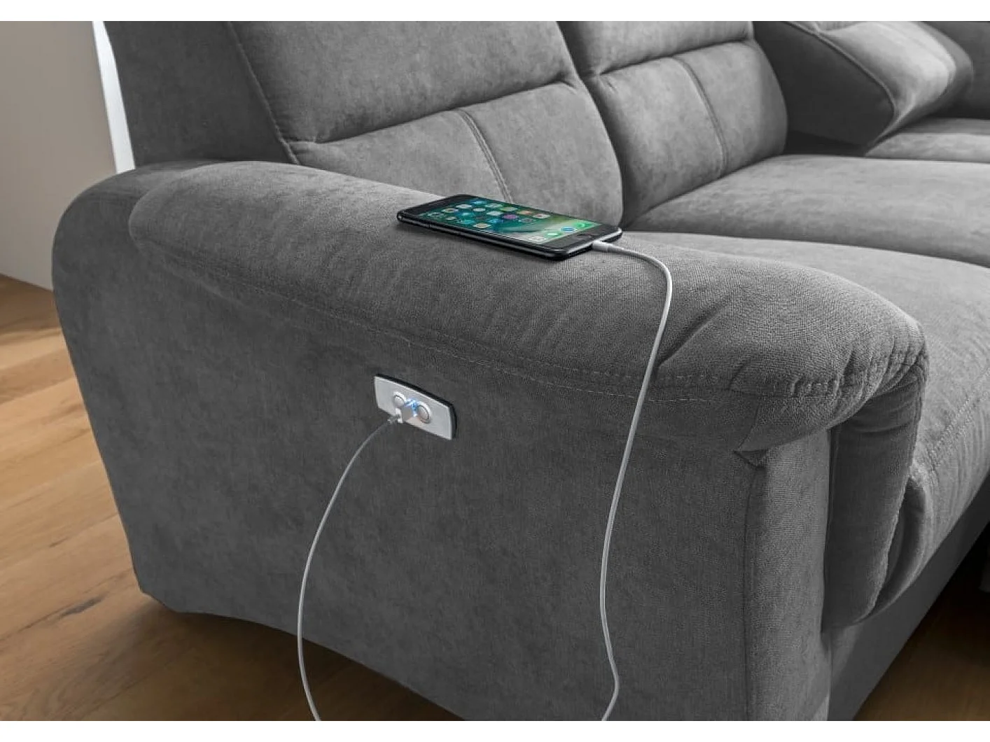 MYHOMELANDO Paris hoekbank – slaapfunctie, elektrische relaxfunctie, USB-aansluiting