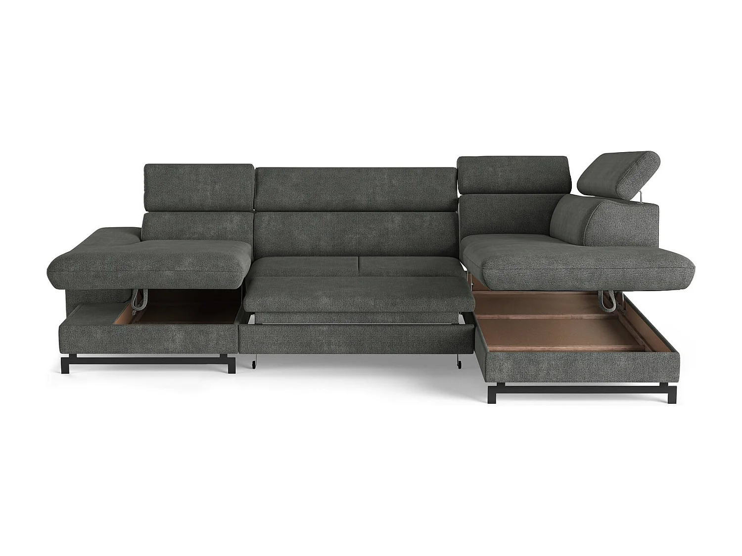 MYHOMELANDO Emma woonlandschap – U-vorm met slaapfunctie en opbergruimte, Orlando-stof