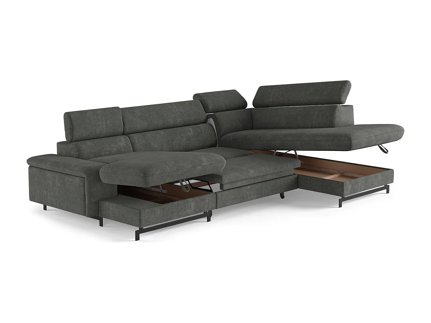 MYHOMELANDO Emma woonlandschap – U-vorm met slaapfunctie en opbergruimte, Orlando-stof