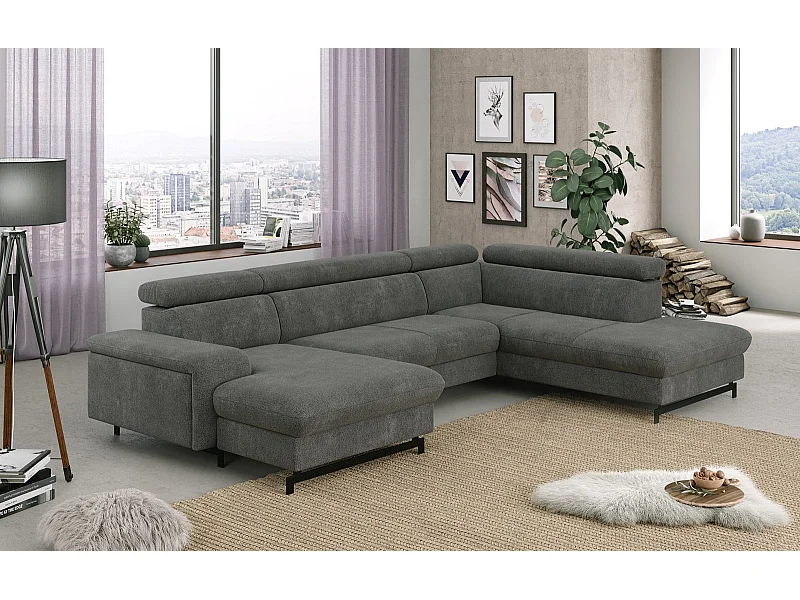 MYHOMELANDO Emma woonlandschap – U-vorm met slaapfunctie en opbergruimte, Orlando-stof