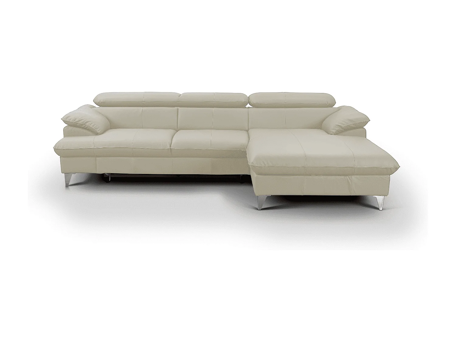 MYHOMELANDO David hoekbank echt leer – L-vorm met slaapfunctie, opbergruimte en verstelbare hoofdsteunen