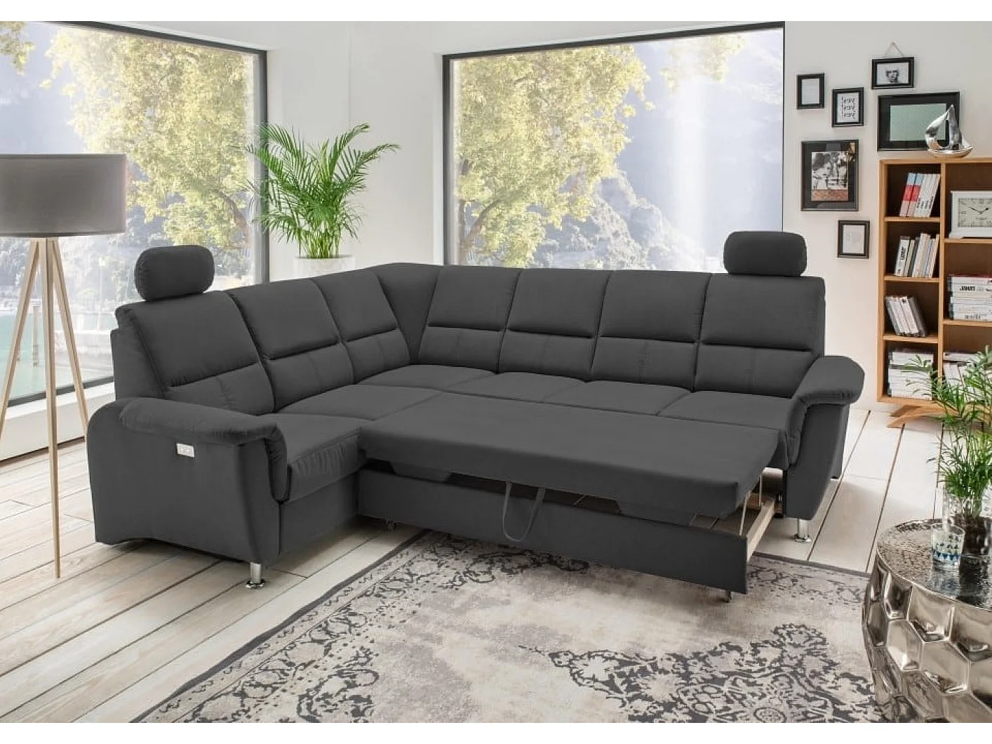 MYHOMELANDO Paris hoekbank – slaapfunctie, elektrische relaxfunctie, USB-aansluiting