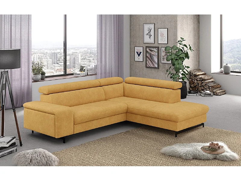 MYHOMELANDO Emma hoekbank – L-vorm met slaapfunctie en opbergruimte, verstelbare hoofdsteunen