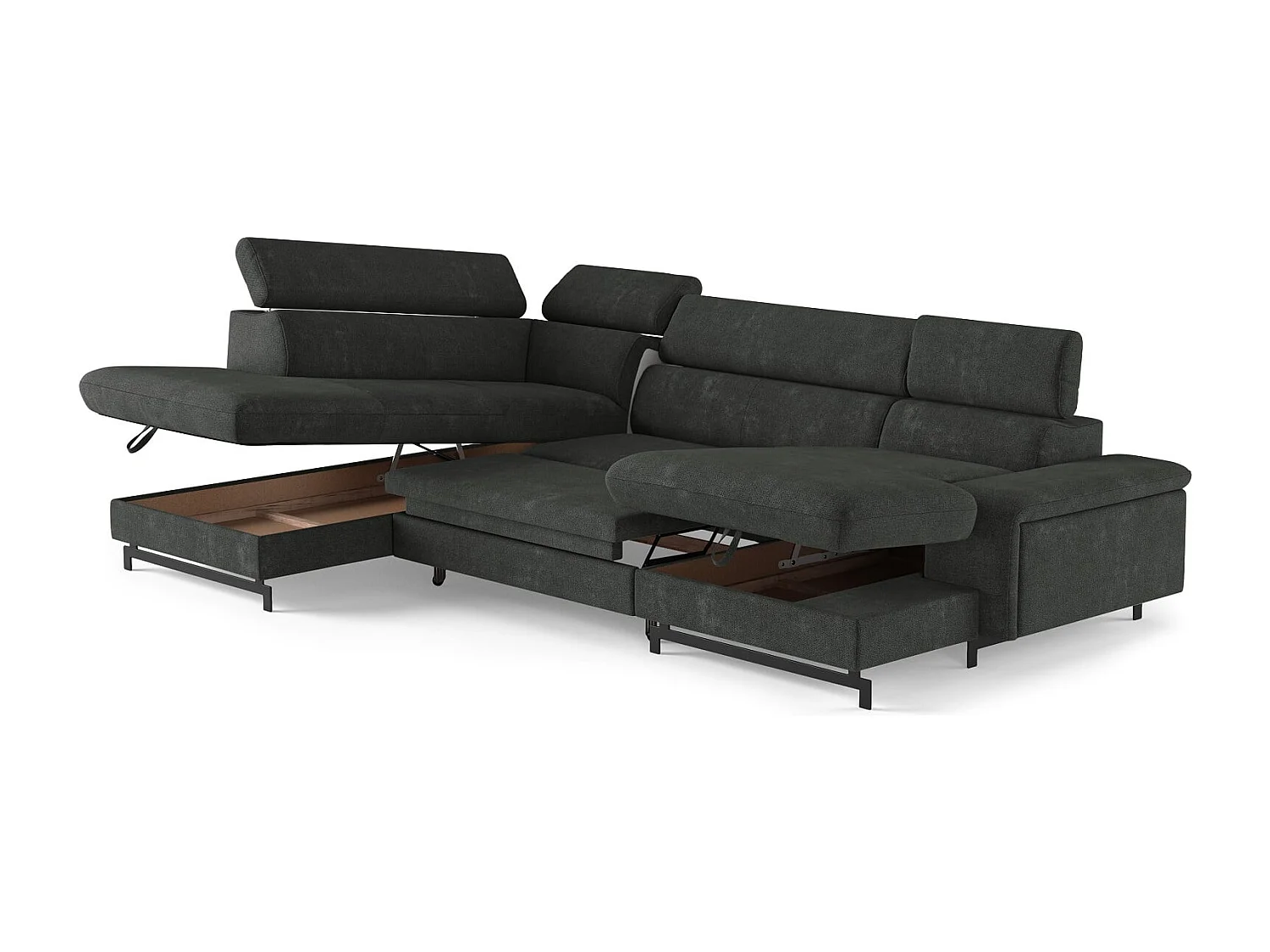 MYHOMELANDO Emma woonlandschap – U-vorm met slaapfunctie en opbergruimte, Orlando-stof