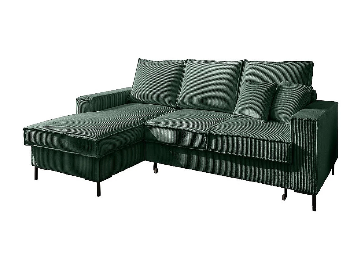 MYHOMELANDO Jerome hoekbank – L-vorm met slaapfunctie en opbergruimte, cordbekleding