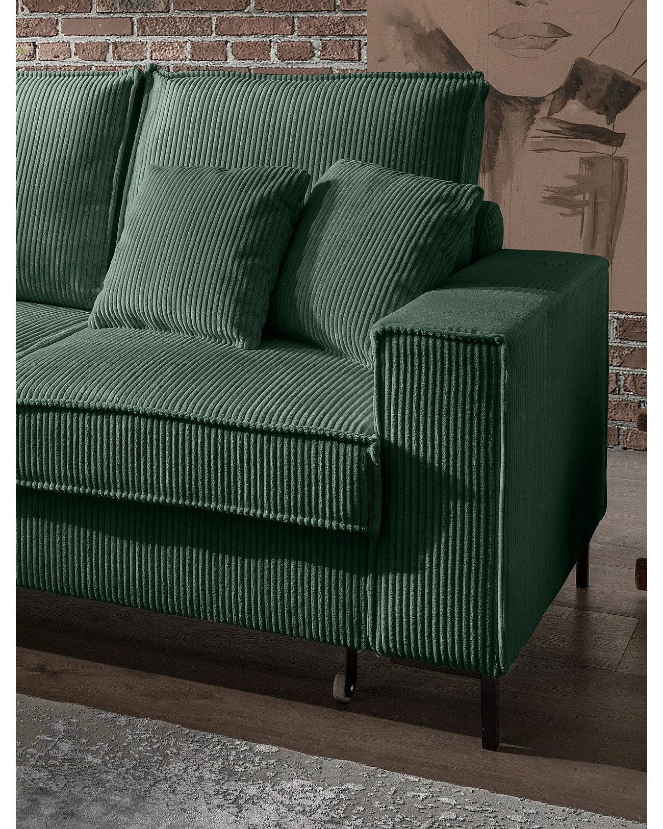 MYHOMELANDO Jerome hoekbank – L-vorm met slaapfunctie en opbergruimte, cordbekleding